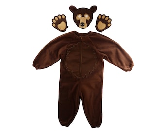 Brown Bear costume, Children's / adult gift, full body, onesie, men's woman's, book day, play, theatre, Mask and paws, cosplay, dress up