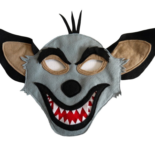 Masque déguisement hyène, costume de la journée mondiale du livre, taille enfant ou adulte Banzai, tissu en feutre Shenzi et Ed, production théâtrale, cadeau d'habillage
