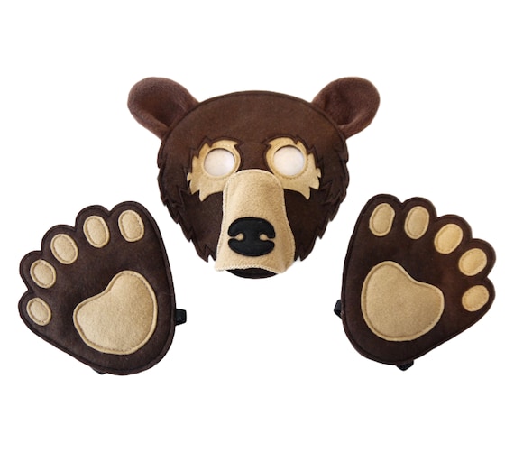 Déguisement masque et pattes ours brun, journée mondiale du livre, théâtre  de fête cadeau taille enfants et adultes, déguisement grizzly -  France