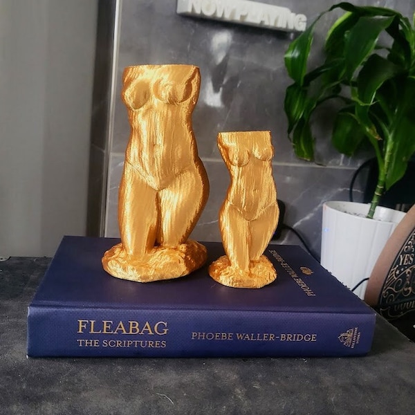 Gold Replica Fleabag "Mother" figurine PLA woman body sculpture in gold, 3D printed bust, Woman's Statue bust