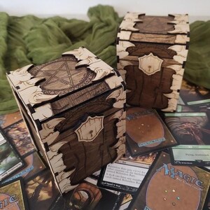 Mimic MTG Card Box, Wooden Card Box for Oracle Cards, MTG Cards, TTRPG Cards, Fantasy Card Box Holder, Chest Card Box