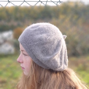 Alpaca knitted classic winter beret.