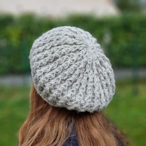 Alpaca knitted classic winter beret.