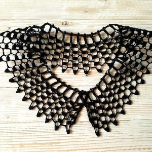 Vintage Spitzenkragen/Spitzenkragen/Häkelkette/Häkelkragen Schwarz/ Retro Kragen/Victorian Style Kragen