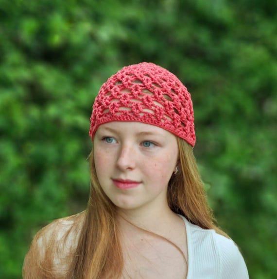 Handmade Crochet Mesh Hat, Breathable Cotton Skull Cap - Etsy display picture 2