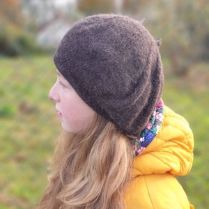 Alpaca knitted classic winter beret.