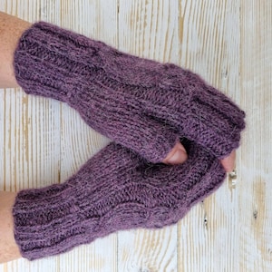 Fingerless Gloves, 100% Alpaca, Knit Wool Wrist Warmers, Hand knit mittens, warm mitts, handwarmers