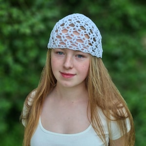 Crochet  White Mesh Hat, All Color Skull Cap, Netted Mesh Beanie, Handmade hat
