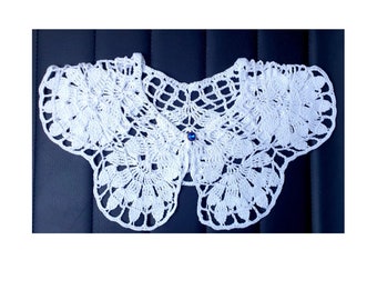 Handmade Crochet Lace Collar: White Cotton Knit Neckpiece
