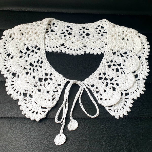 col en dentelle vintage/col en dentelle/collier au crochet/col au crochet blanc/col rétro/col en tricot blanc/col de style vintage