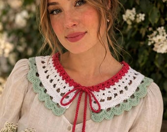 Handmade Crochet Lace Collar: Three-Color Cotton Detachable Collar