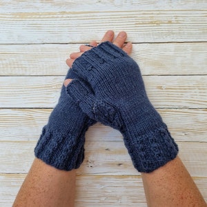 Fingerless Gloves, 100% Alpaca, Knit Wool Wrist Warmers, Hand knit mittens, warm mitts, handwarmers