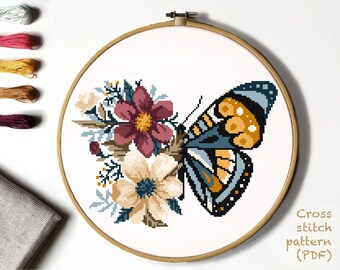 Digital Format - PDF Butterflies Modern Cross Stitch Pattern counted xstitch chart boho wall decor home art diy instant download
