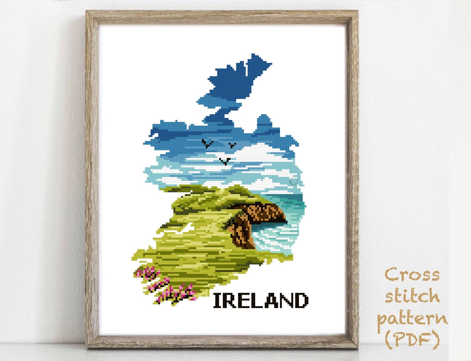 Ireland Modern Cross Stitch Pattern Country Nature Easy Etsy