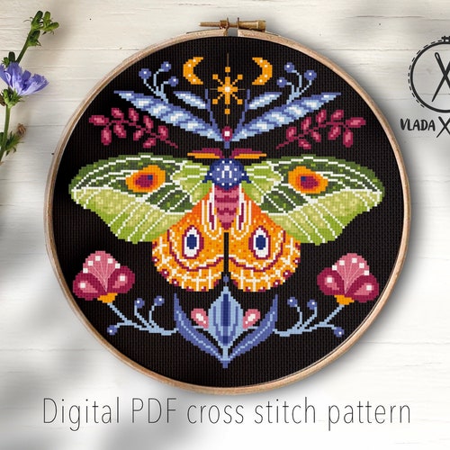 Moths Modern Cross Stitch Pattern Insect Cross Stitch Etsy