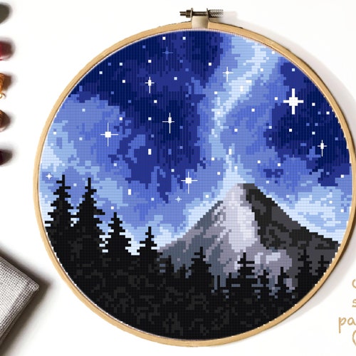 Landscape Modern Cross Stitch Pattern Forest Counted Cross - Etsy