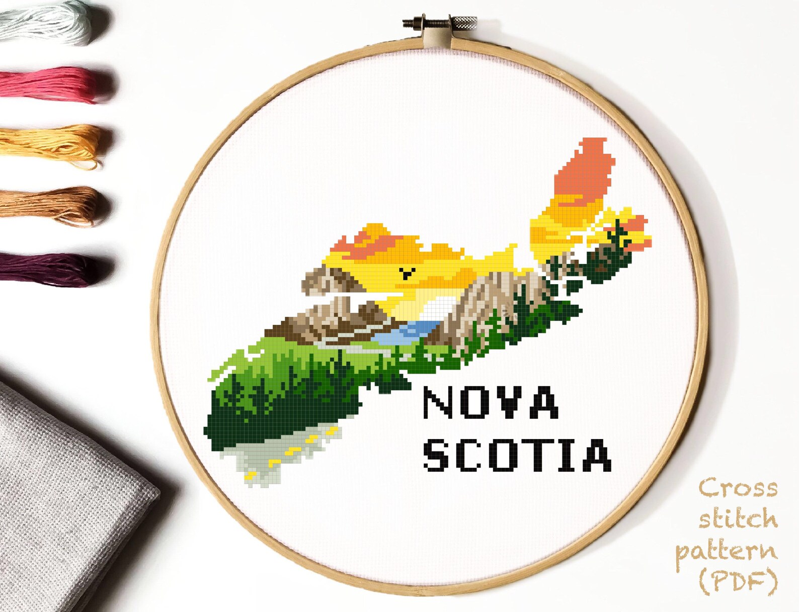 Nova Scotia Province Canada Modern Cross Stitch Pattern Cape Etsy