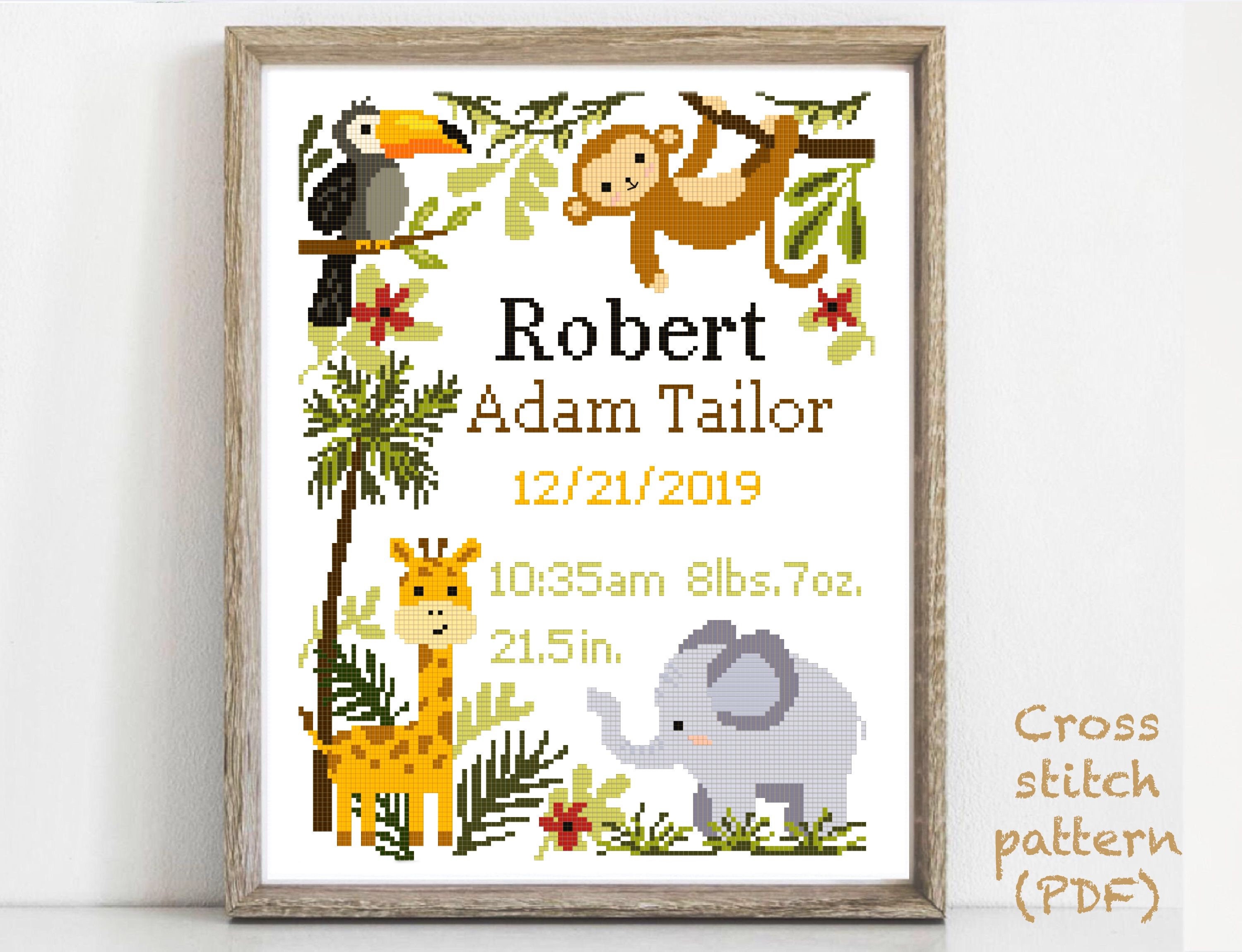 Birth Announcement Modern Cross Stitch Pattern, Baby, Personalized, Boy  Girl Nursery Decor, Counted, Chart, Gift DIY, Digital PDF 