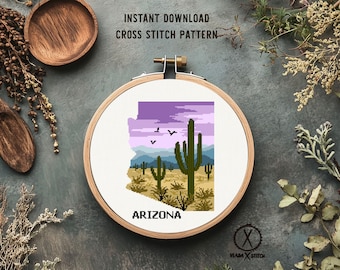 Nebraska, Scotts Bluff Cross Stitch Pattern, Landscape Art (PDF