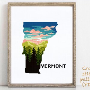 Vermont State Kreuzstichvorlage, Kreuzstichvorlage, Stickbild, Stickbild, Stickbild, Stickbild