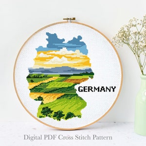 Germany Modern Cross Stitch Pattern, nature easy counted cross stitch chart, instant download pdf
