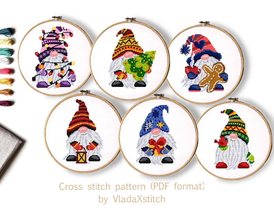 Design Works 8ct Gnomes Cross Stitch Ornaments Embroidery Kit