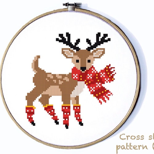 Christmas Animals Cross Stitch Pattern Christmas Cat Colorful Etsy