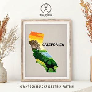 California Yosemite Cross Stitch Pattern, Landscape Art (PDF Pattern)