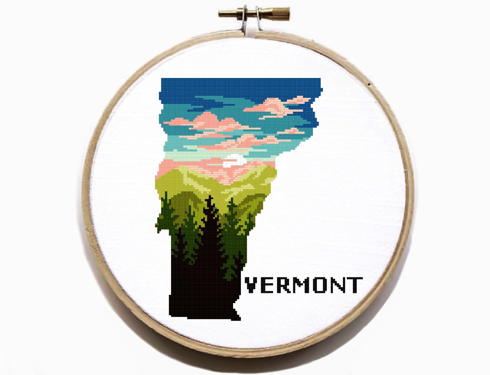 Vermont State Cross Stitch Pattern Modern Nature Cross Stitch Etsy