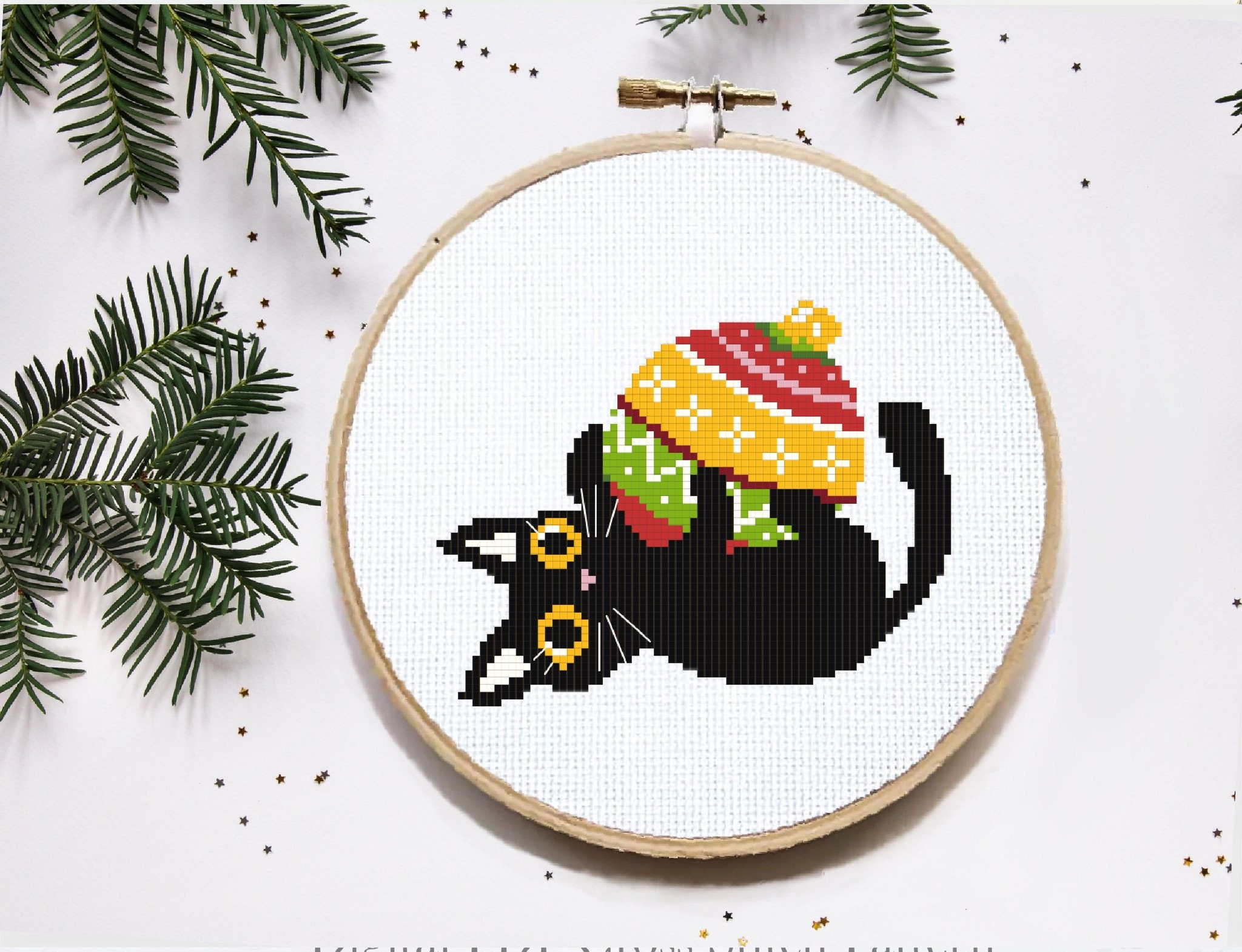 Set of 5 Christmas Cats Modern Cross Stitch Pattern Easy Etsy
