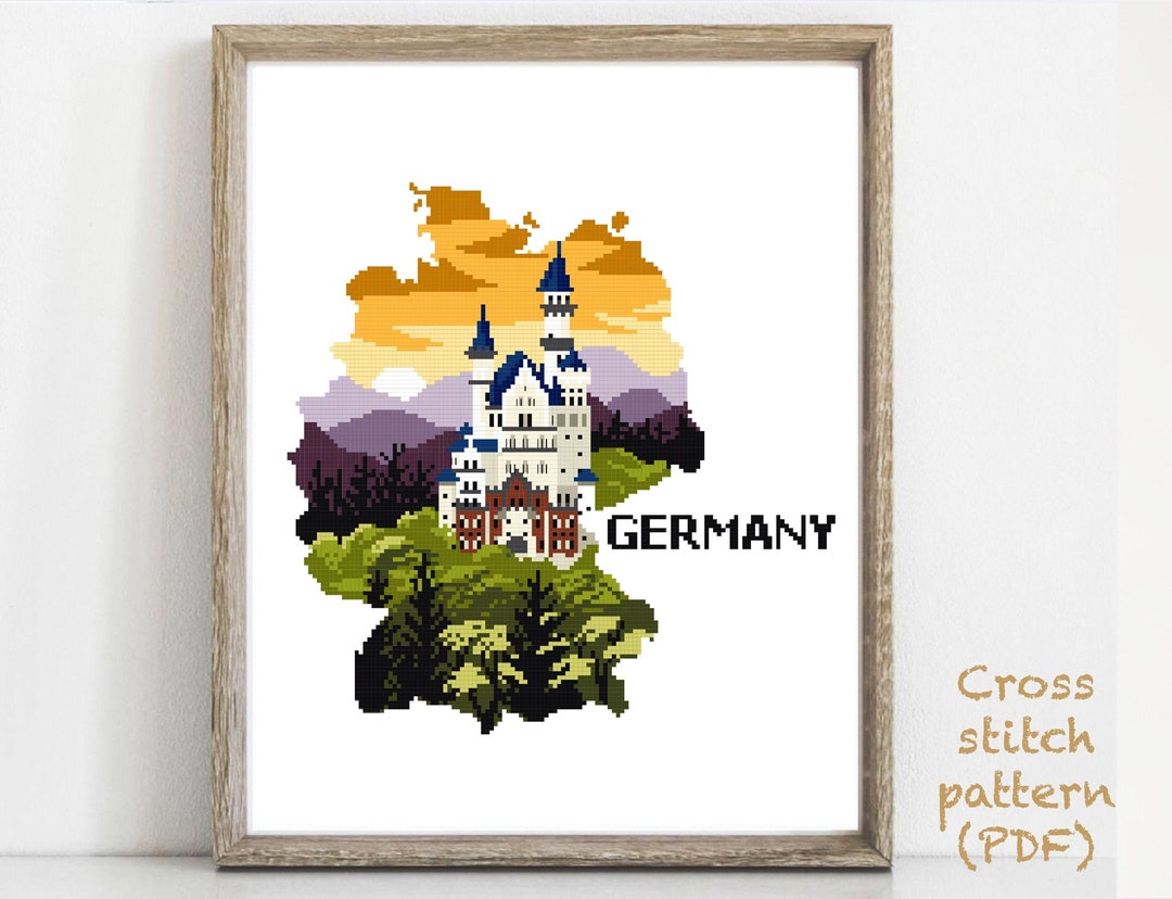 Germany Modern Cross Stitch Pattern, Nature Easy Counted Cross Stitch