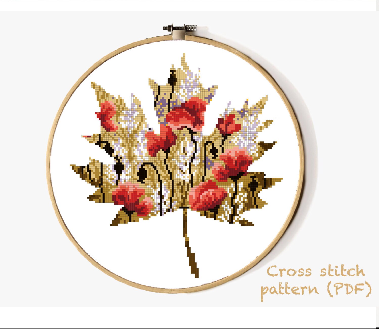 Set of 4 Flowers Leaves Modern Cross Stitch Pattern, Nature, Instant ...