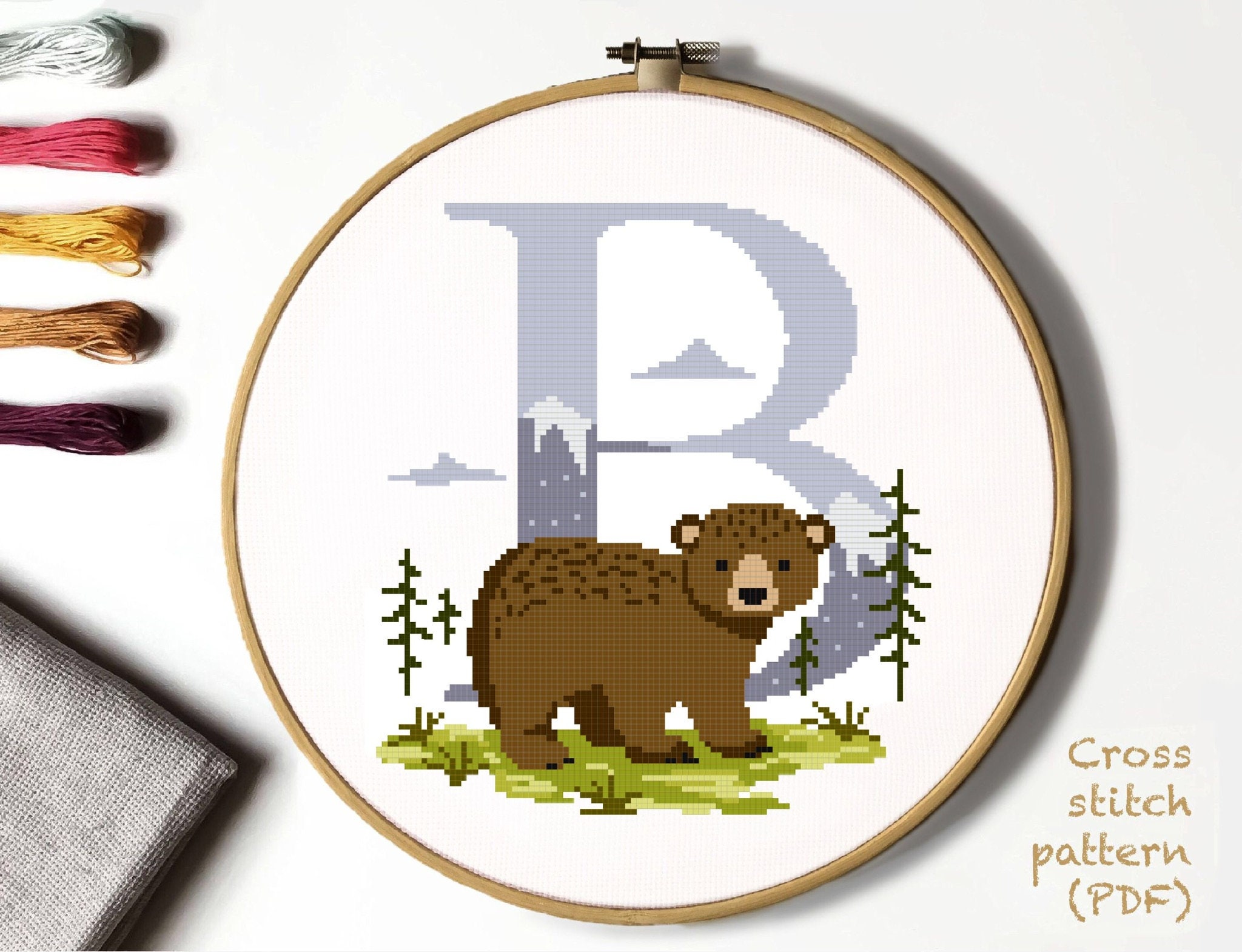 Letter B Modern Cross Stitch Pattern Bear Animals Nature - Etsy Canada Letter B Modern Cross Stitch Pattern Bear Animals Nature - Etsy Canada