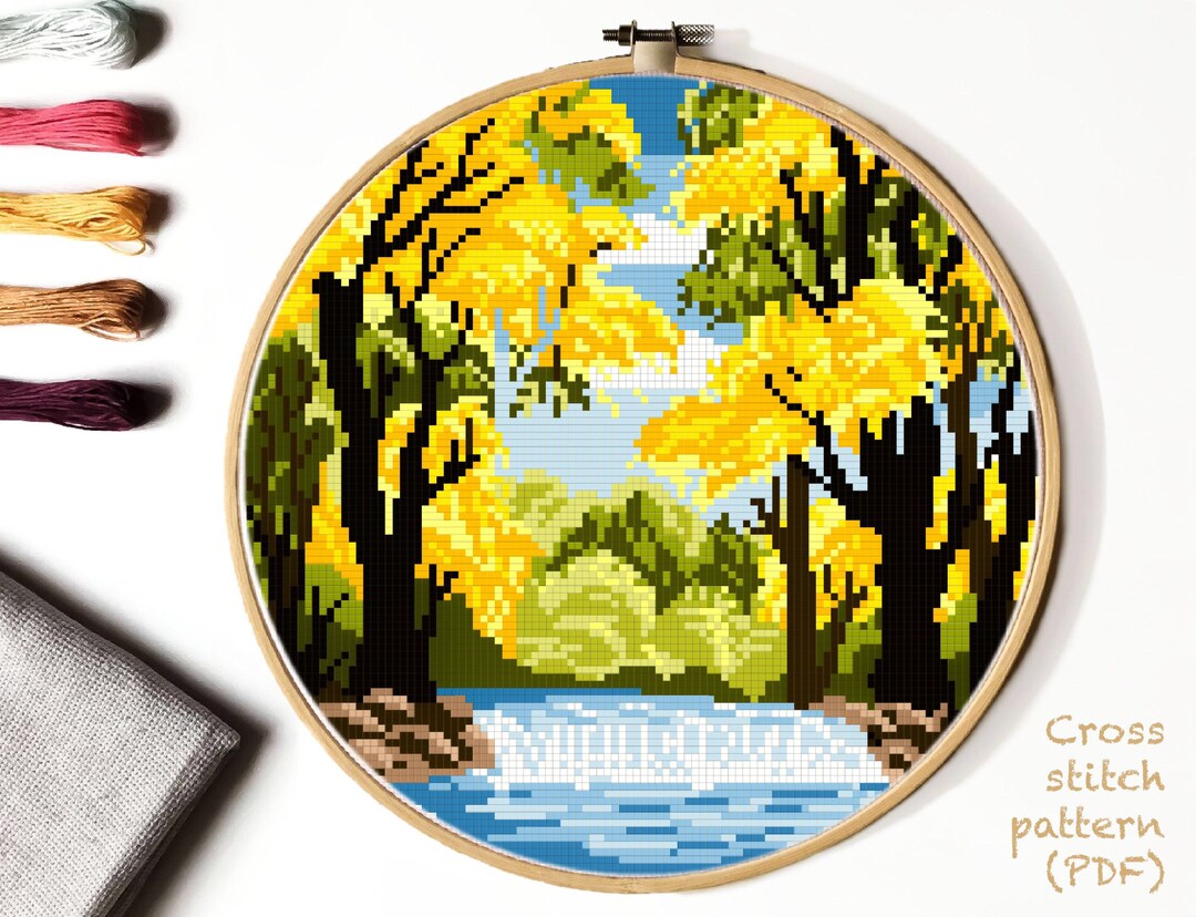 Chickasaw National Recreation Area Modern Cross Stitch Pattern, Nature ...
