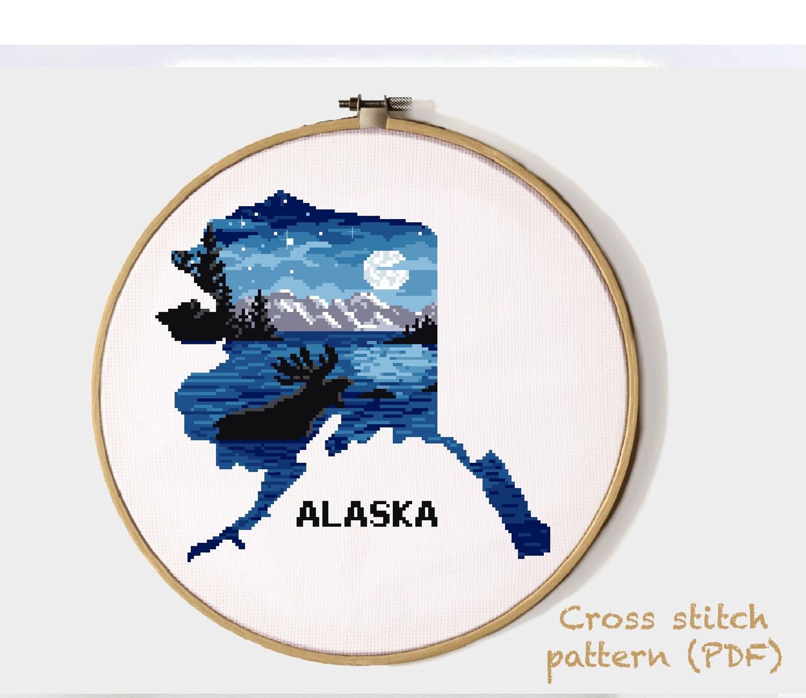 Alaska State Modern Cross Stitch Pattern, Nature Counted Cross Stitch ...