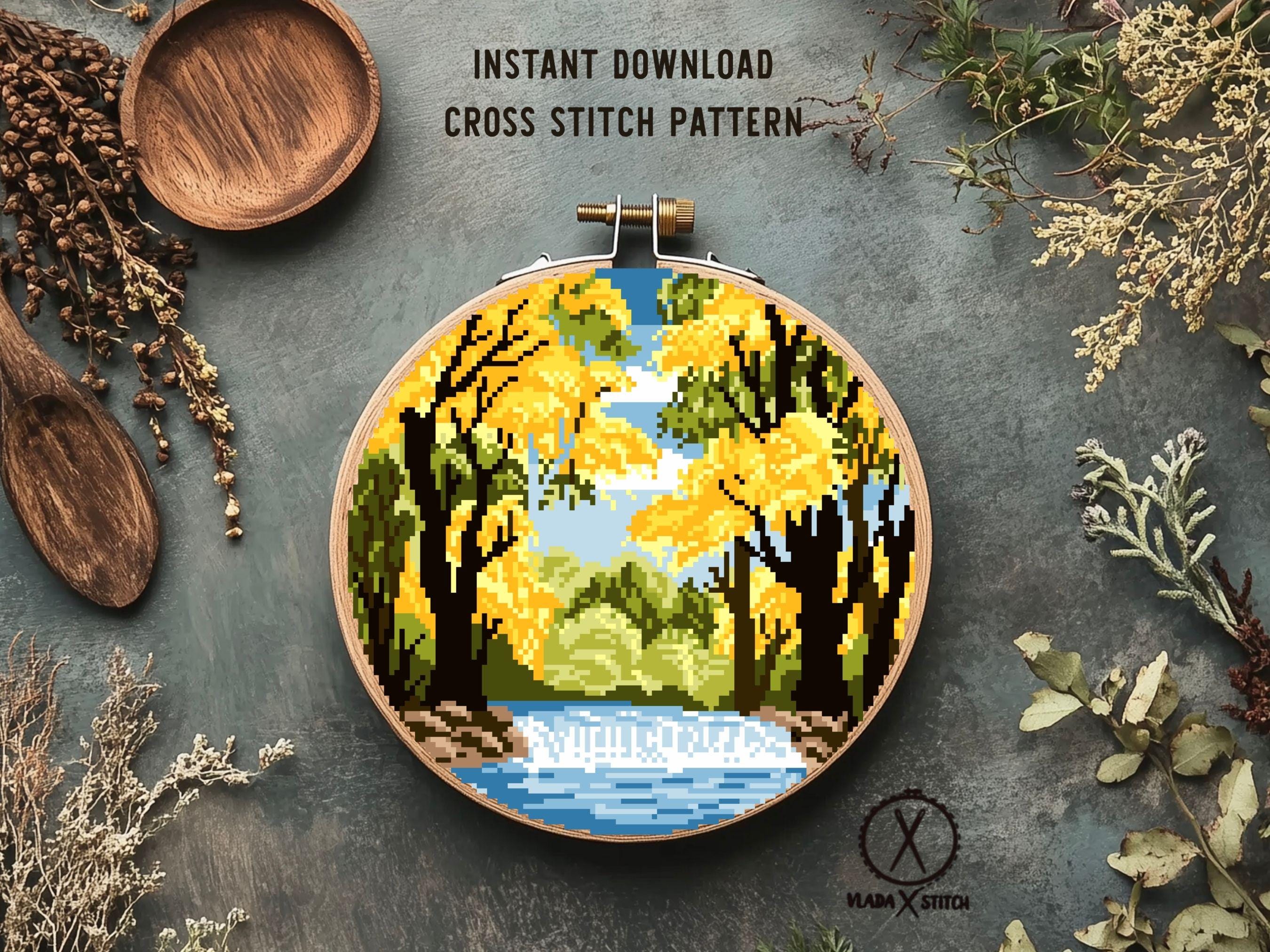 Chickasaw National Recreation Area Modern Cross Stitch Pattern, Nature ...