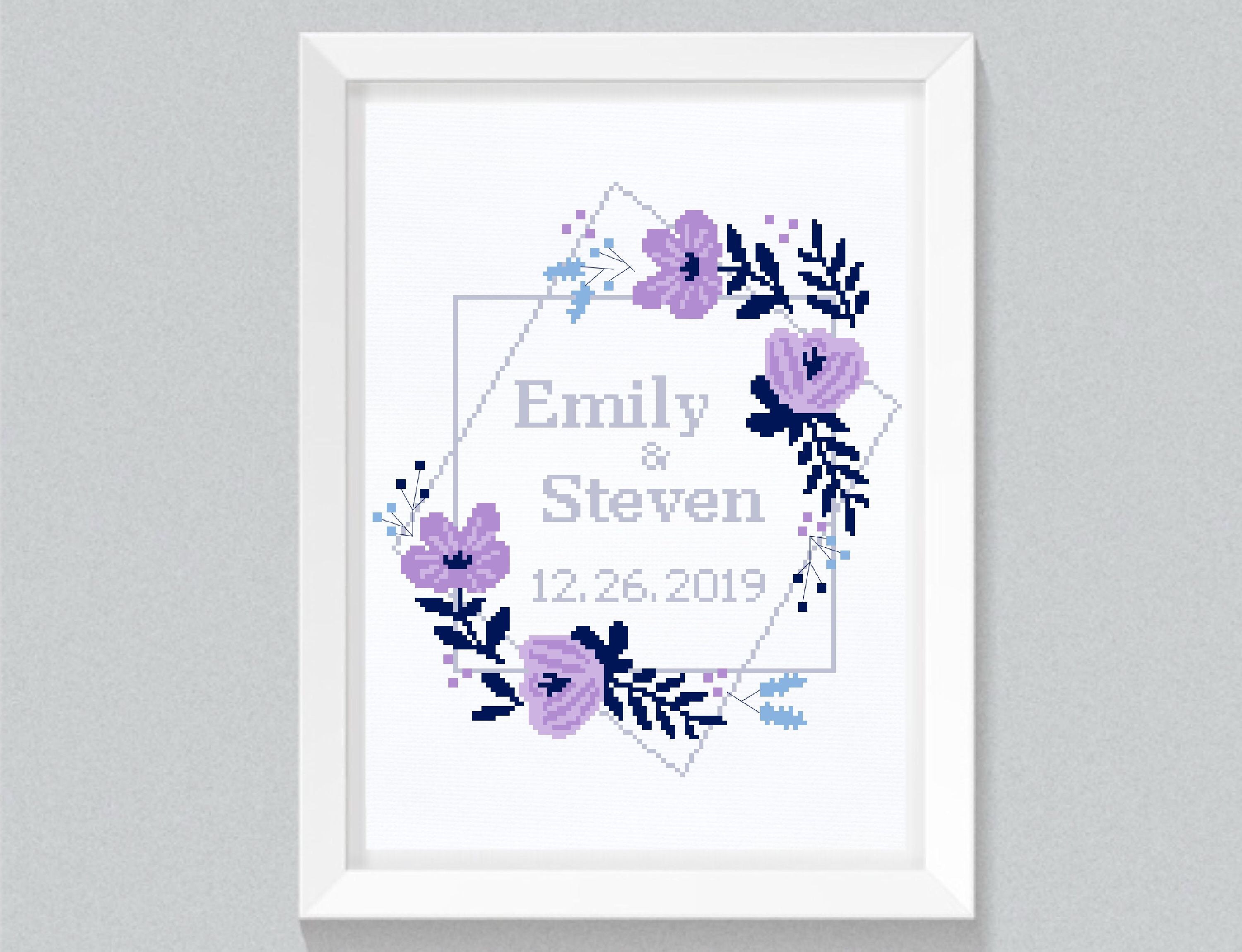 Wedding modern cross stitch pattern personalized counted Etsy