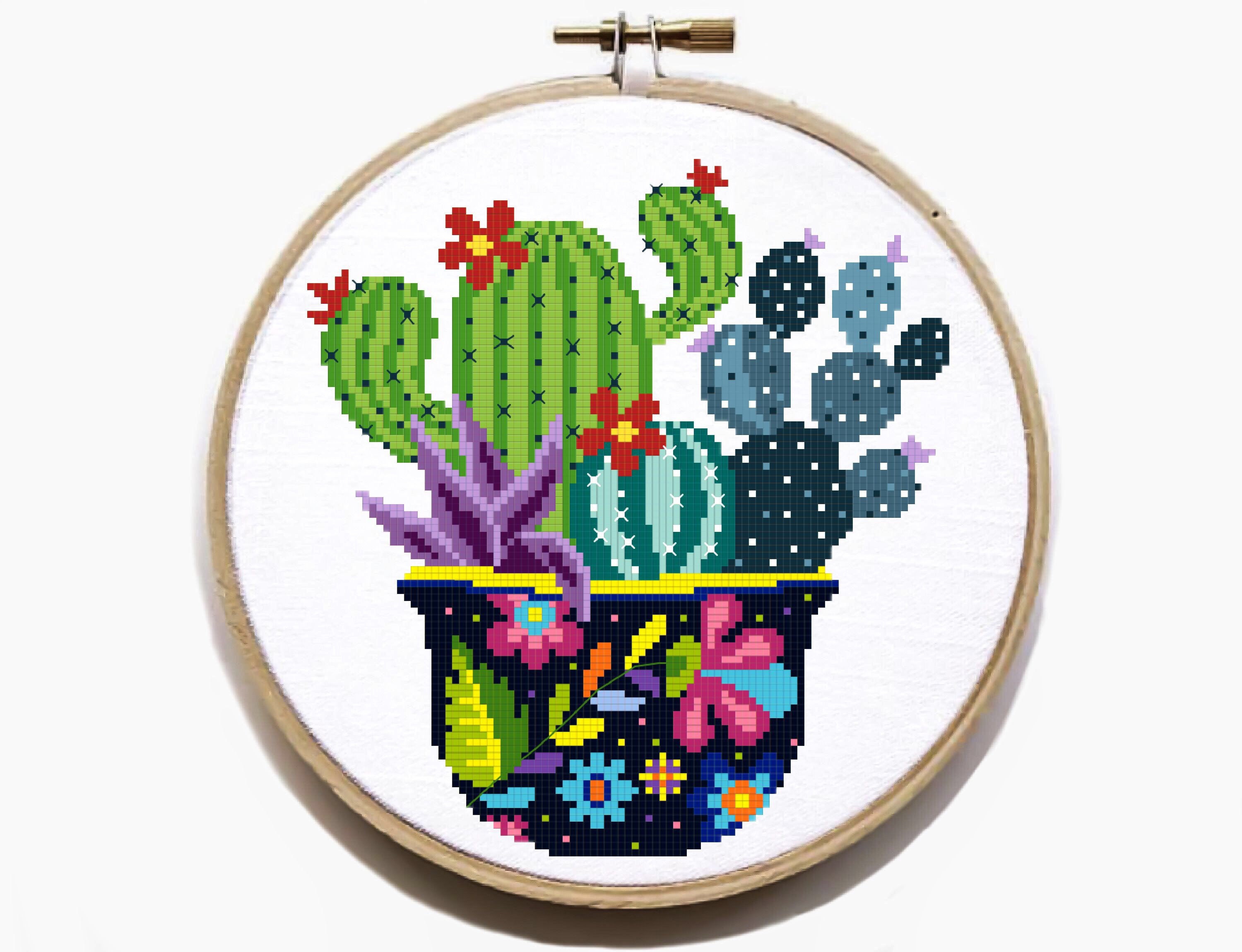 Cactus Cross Stitch Pattern, Flower Counted Cross Stitch Cactus Cross Stitch Pattern, Flower Counted Cross Stitch