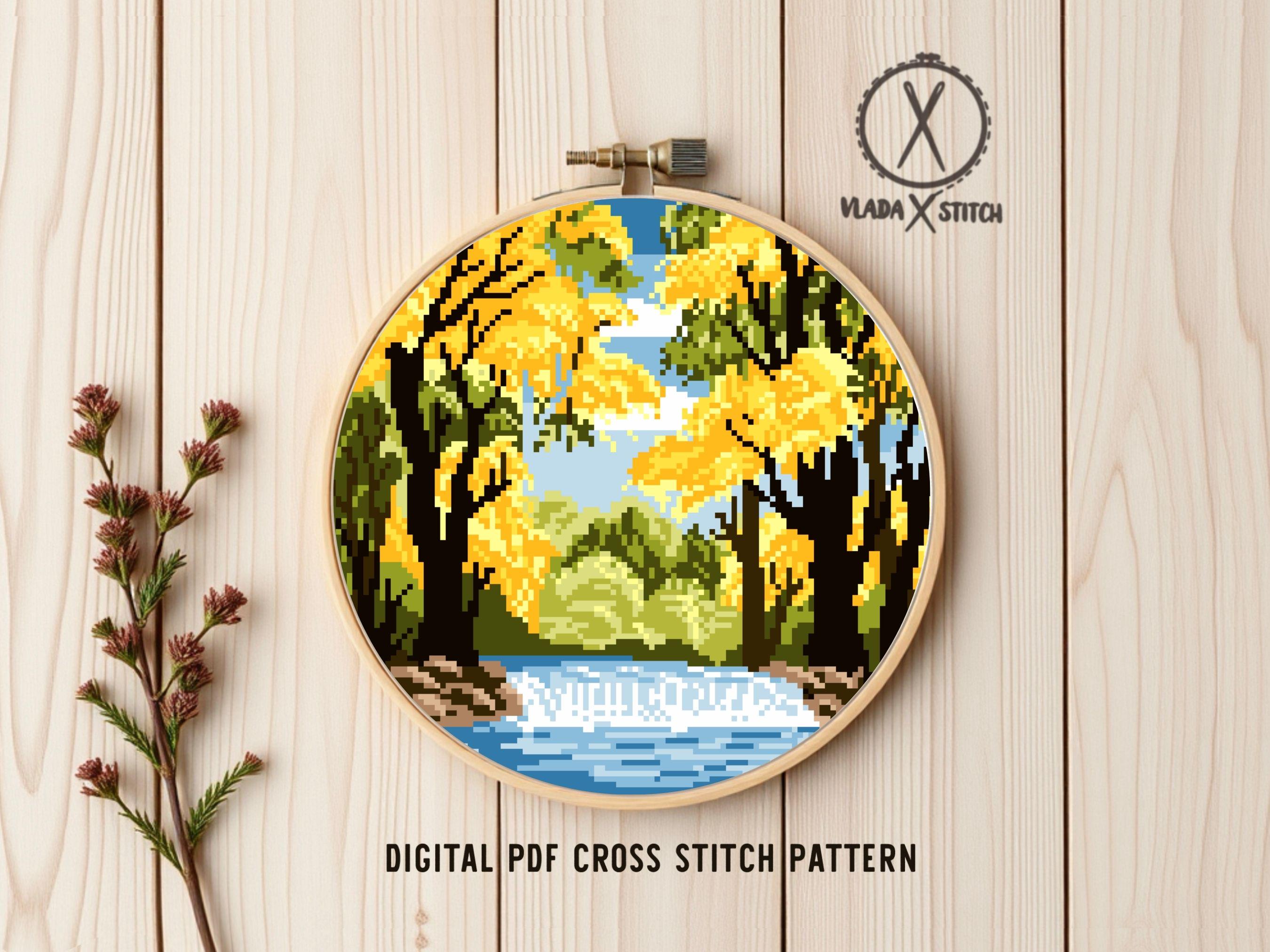 Chickasaw National Recreation Area Modern Cross Stitch Pattern, Nature ...