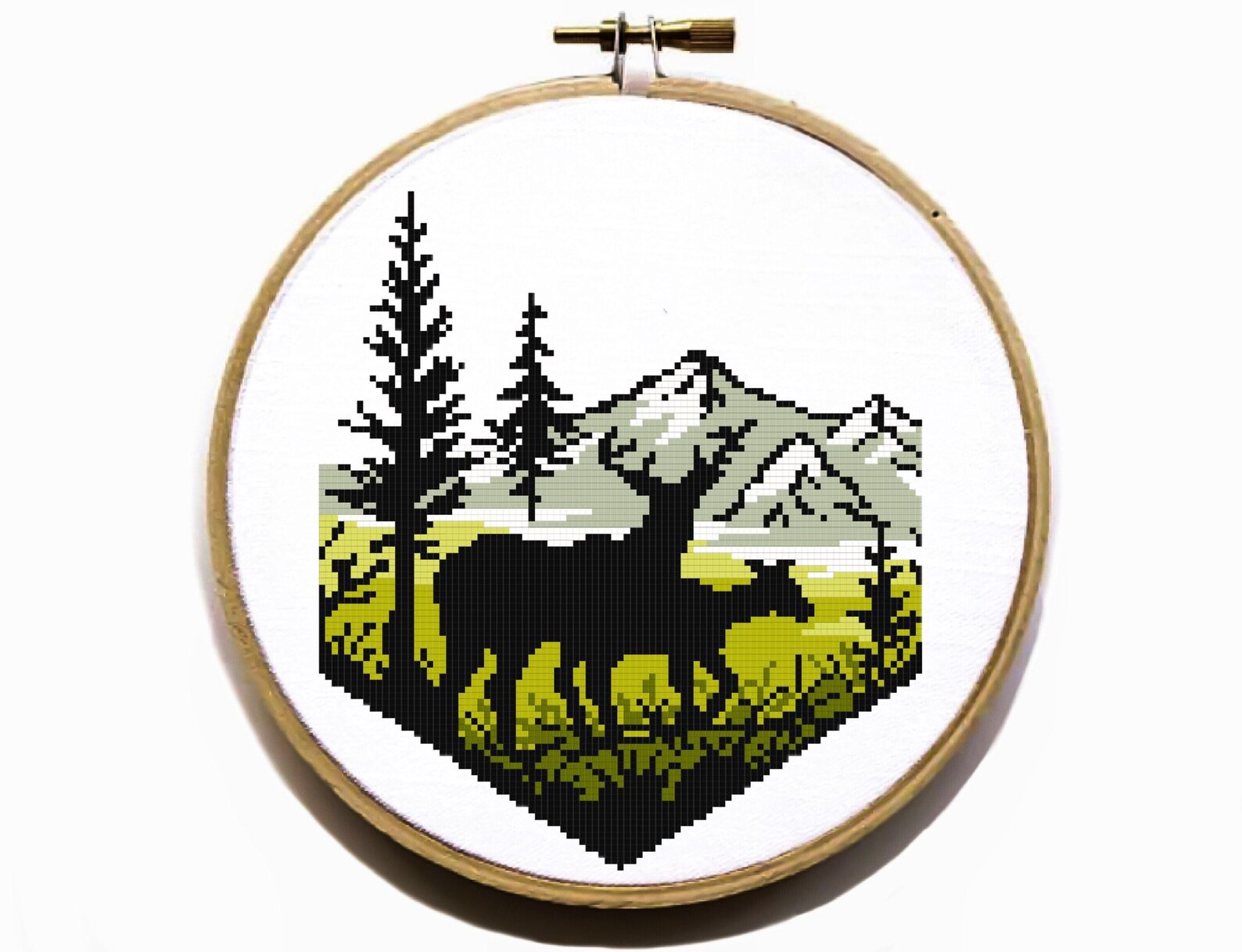 Deer Modern Cross Stitch Pattern nature easy counted cross Etsy