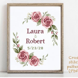 Wedding modern cross stitch pattern, personalized counted cross stitch chart, love, anniversary, wedding gift DIY, digital PDF