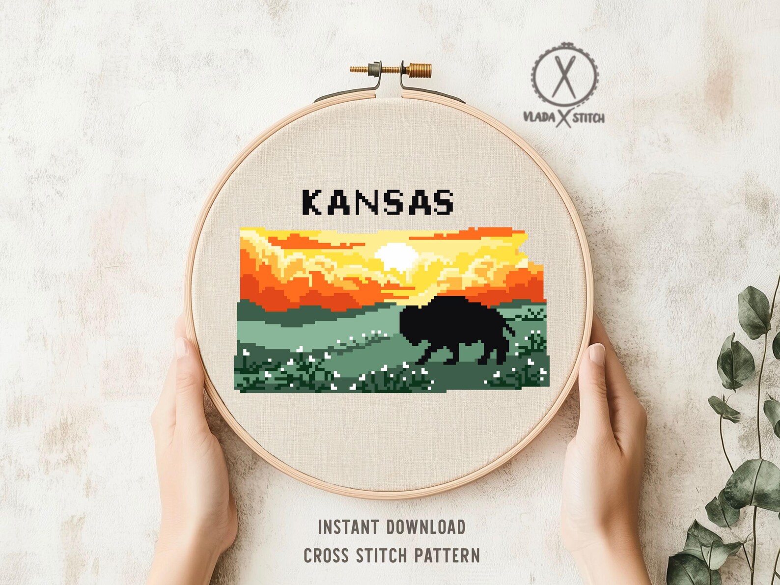 Kansas State Modern Cross Stitch Pattern, Nature Counted Cross Stitch ...