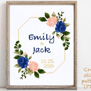 Wedding modern cross stitch pattern, personalized counted cross stitch chart, love, anniversary, wedding gift DIY, digital PDF
