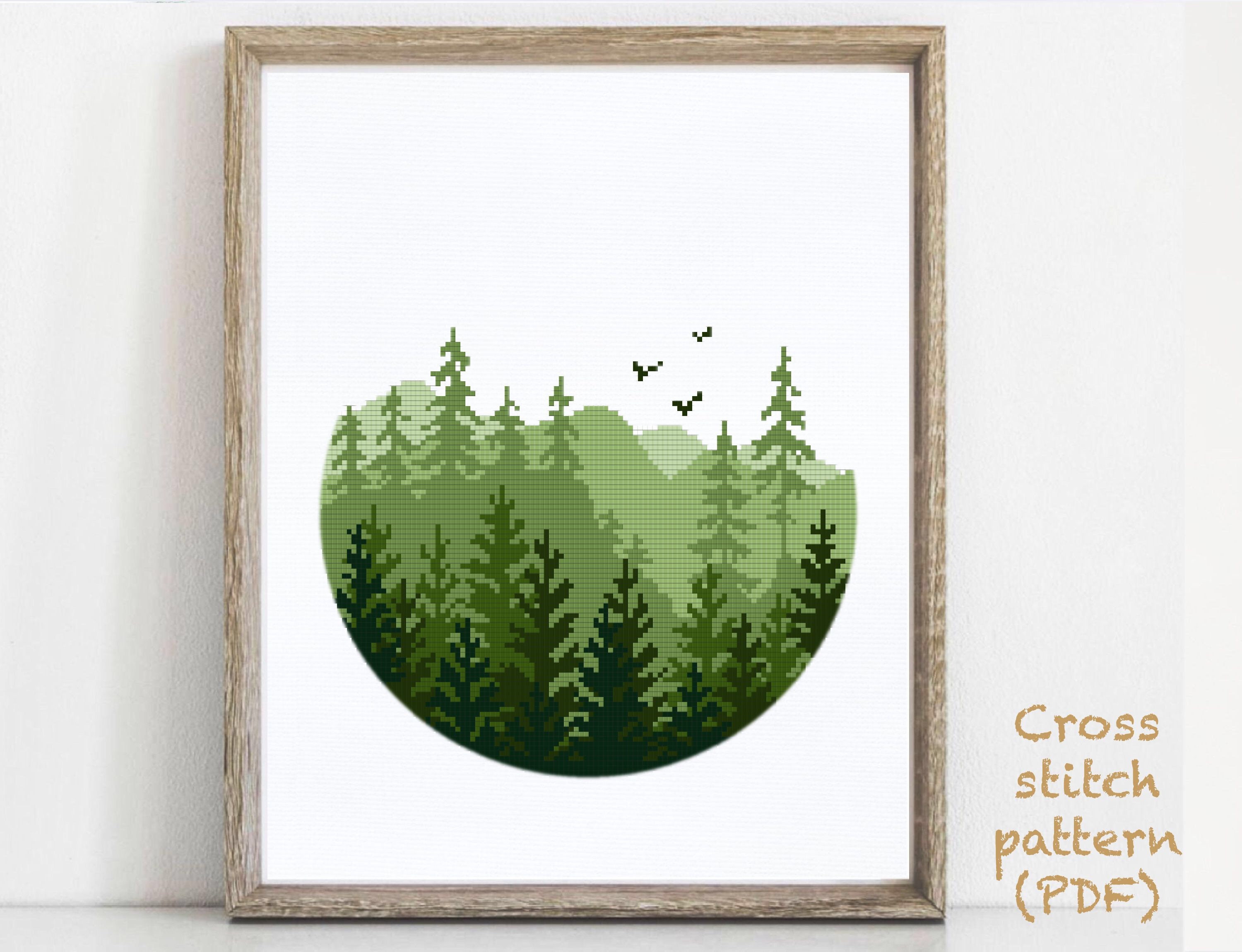 Landscape Modern Cross Stitch Pattern Forest Counted Cross - Etsy UK