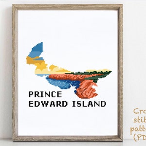 Prince Edward Island province Canada Modern Cross Stitch Pattern, nature cross stitch pattern, landscape, ocean, embroidery, instant PDF