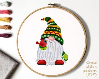 Christmas Gnomes  Modern Cross Stitch Pattern, easy cross stitch chart,  New Year cross stitch,Instant download PDF