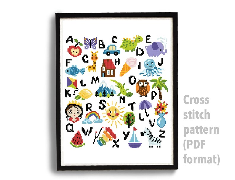 Alphabet Modern Cross Stitch Pattern Easy Counted Cross Etsy