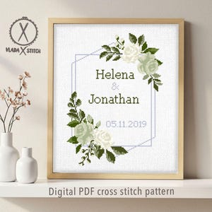 Modèle personnalisé de point de croix de mariage, amour, anniversaire, cadeau de mariage DIY, PDF numérique