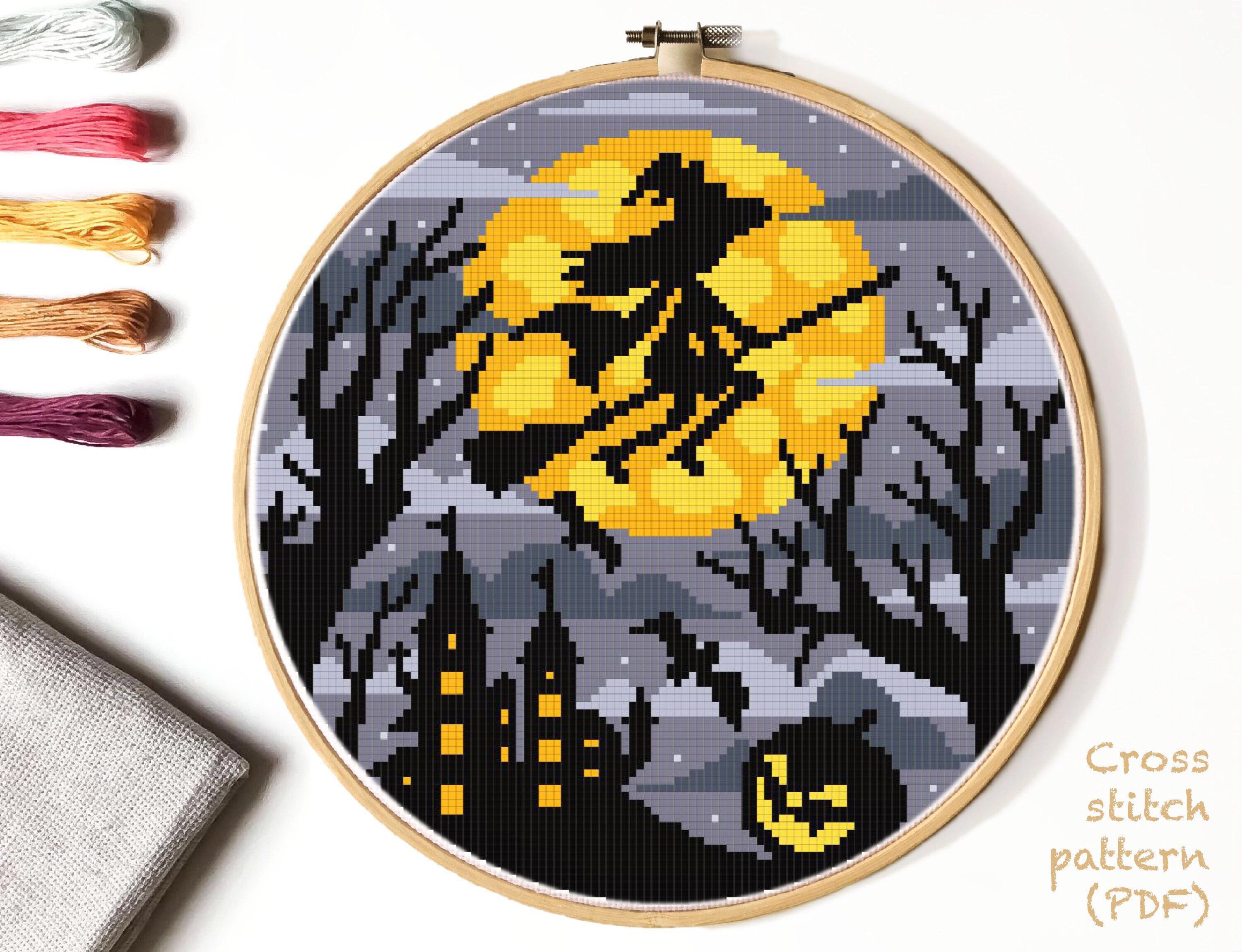 Halloween Modern Cross Stitch Pattern Witch Cross Stitch Etsy