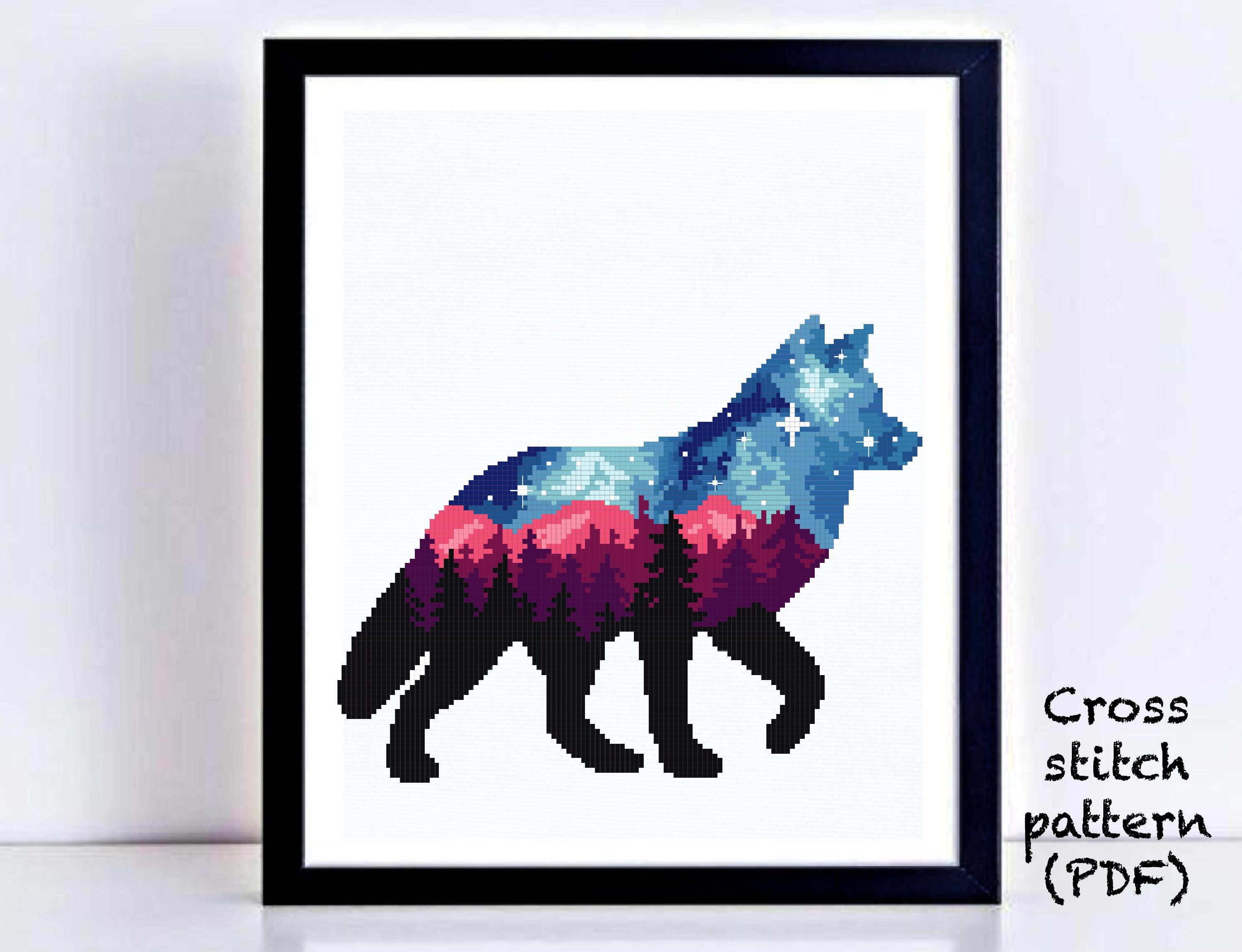 Wolf Wilderness Song Waste Canvas Cross Stitch Pattern CHART from a magazine